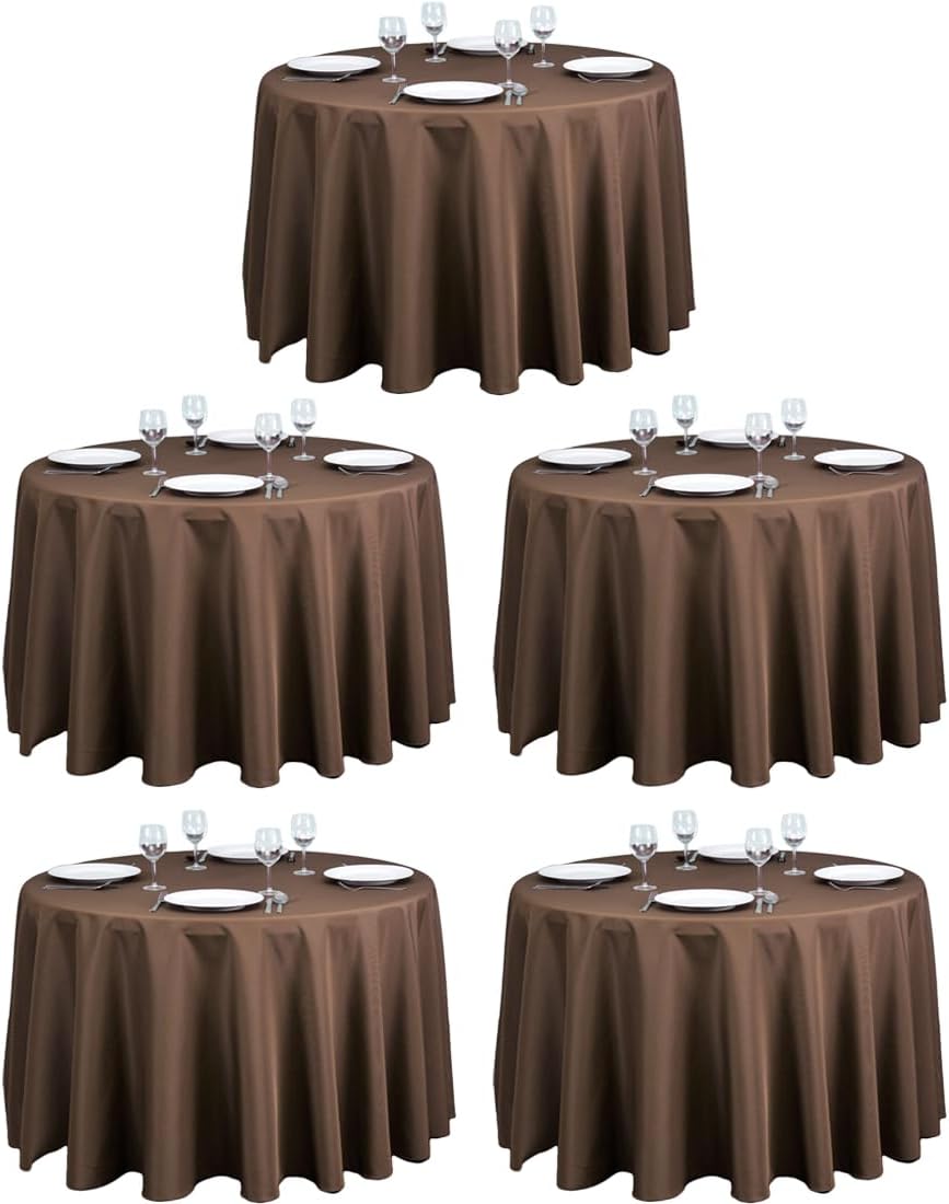 108 Inch Round Tablecloths for Weddings and Events - Chocolate