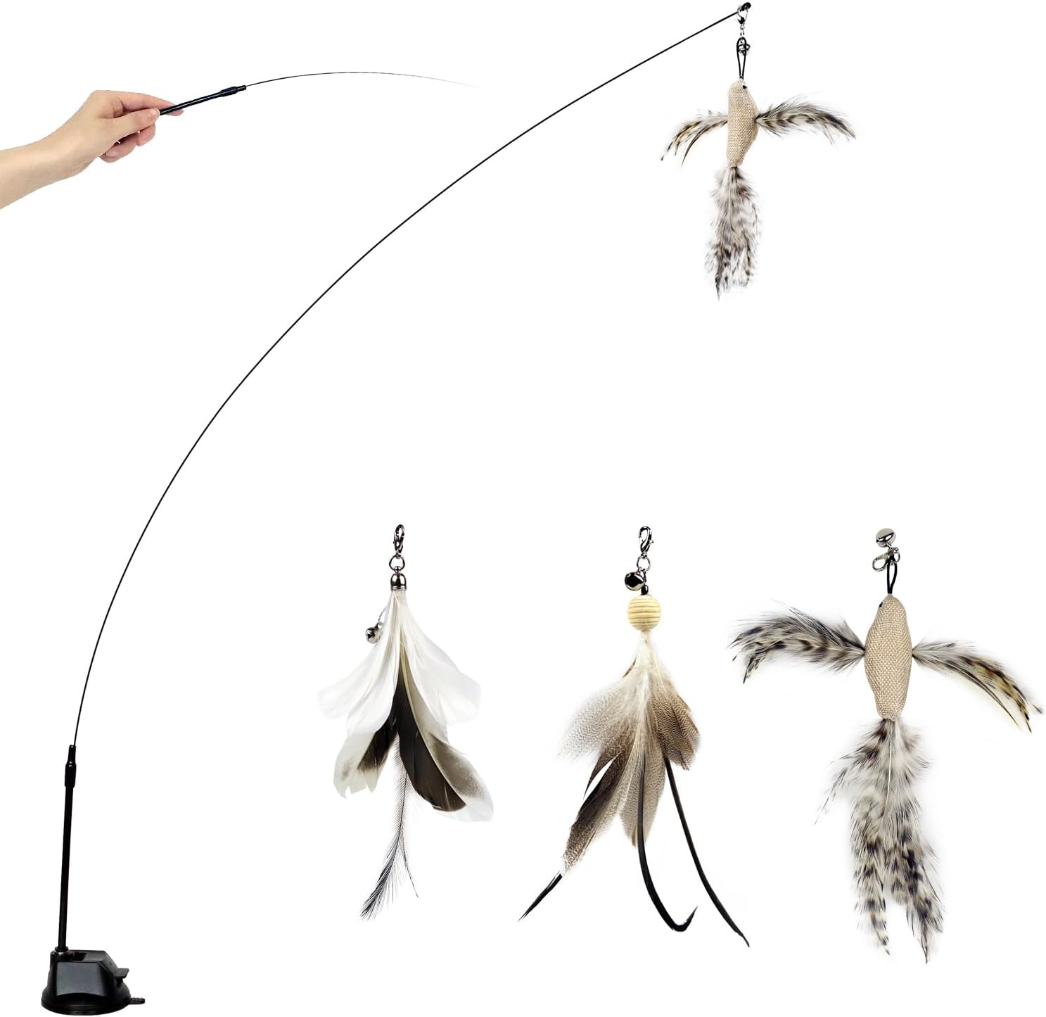 Suction Cup Bird Cat Wand Toy Set by TTcat