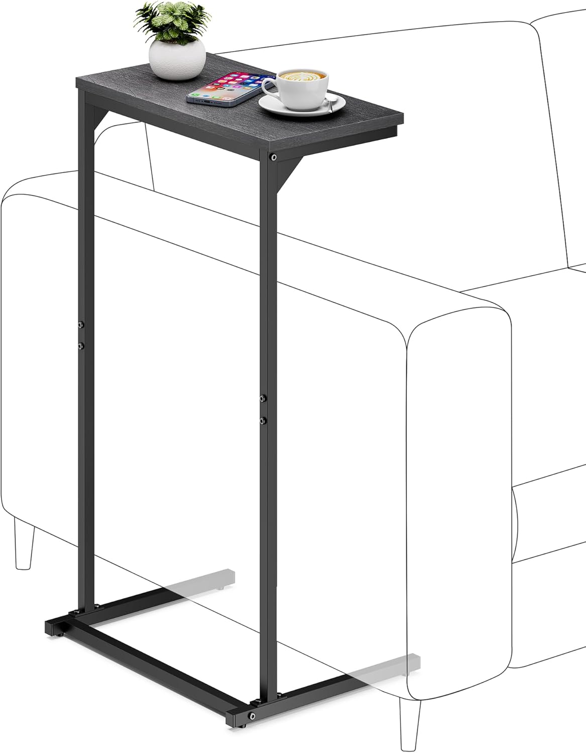 TUTOTAK C Shaped End Table: Stylish Space-Saving Side Table