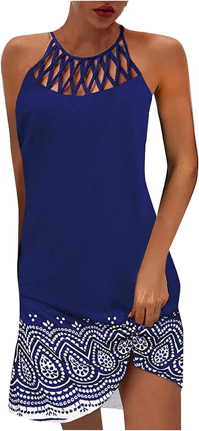 BIRW Summer Dresses for Women Casual Floral Halter Neck Style