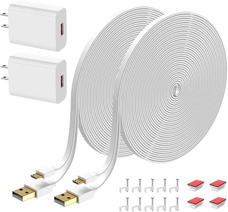 Long Reach Power Solution for Multiple Cameras - 2 Pack 10FT Micro USB Cable by IBERLS