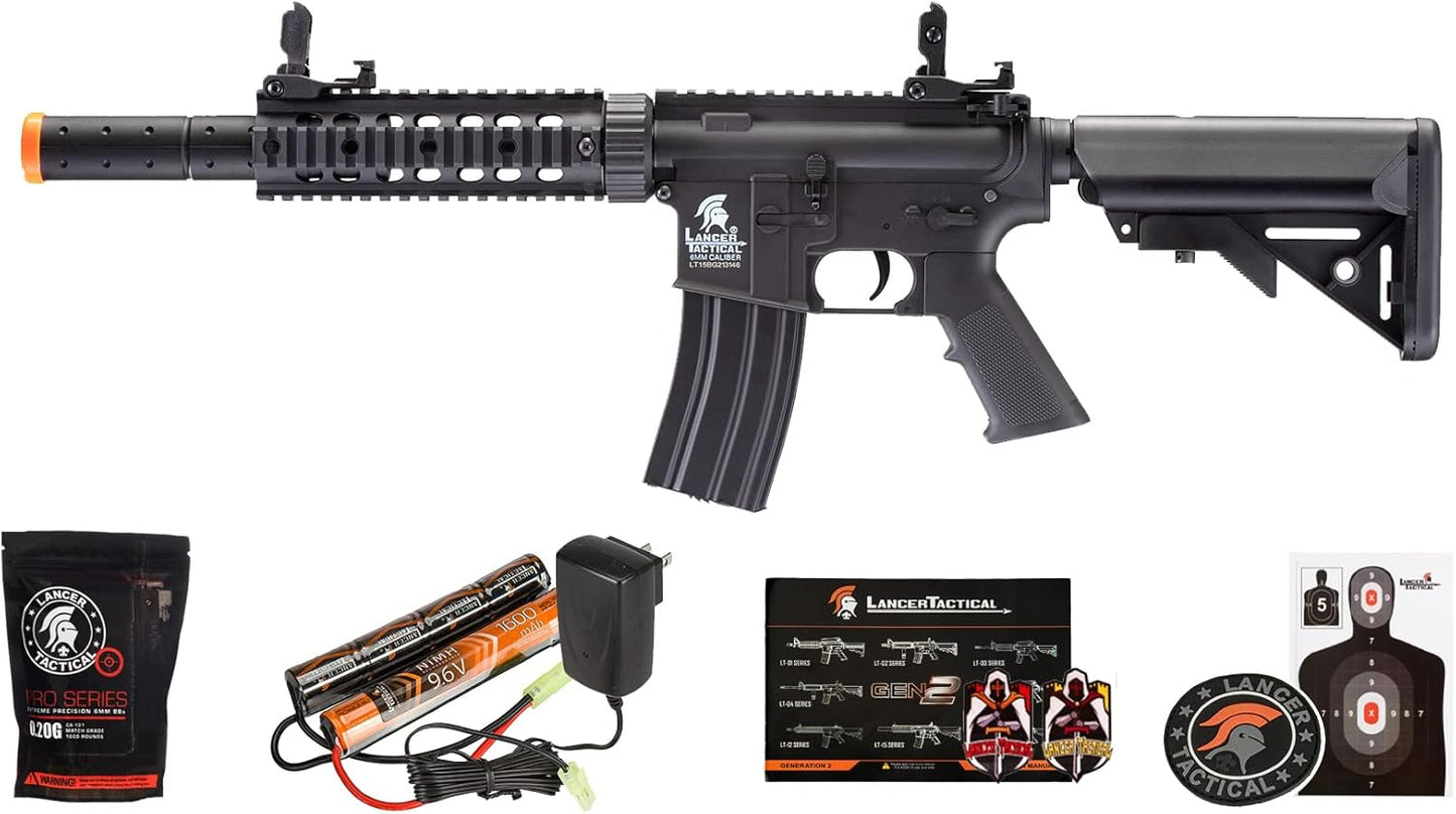 Lancer Tactical Gen 2 Airsoft Gun SD M4 AEG Rifle with Battery