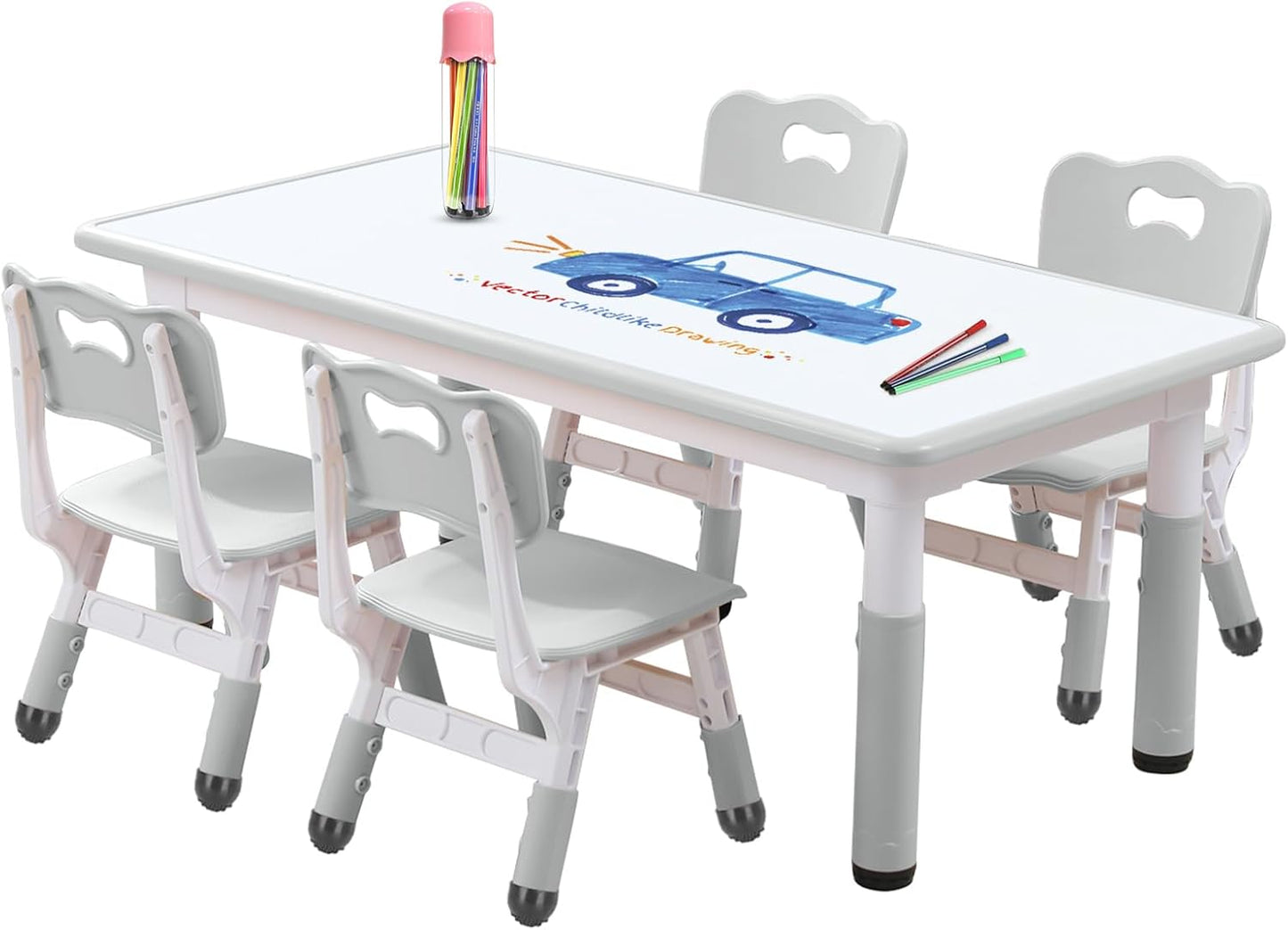 Kids Table and Chair Set for Toddlers - Adjustable Activity Center