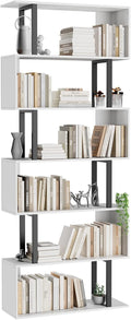 Gadroad 6 Tier Geometric Bookcase S Shaped Bookshelf - Space Saving