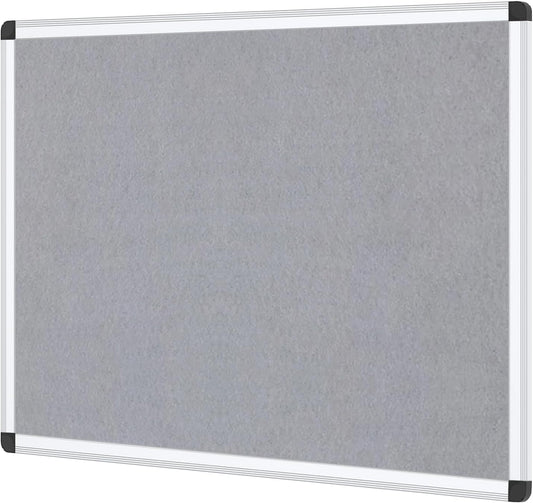 VIZ-PRO Notice Board Felt Gray with Silver Aluminium Frame