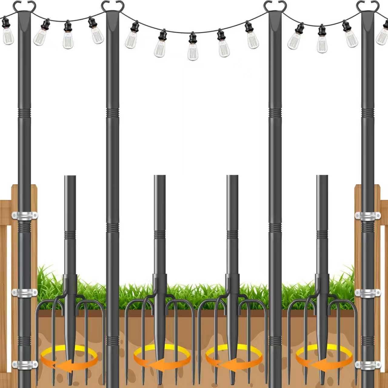 String Light Poles 4 Pack for Outdoor Ambiance by JYTOBN