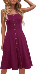 Women's Cotton Spaghetti Strap Midi Sundress - Flattering A-Line