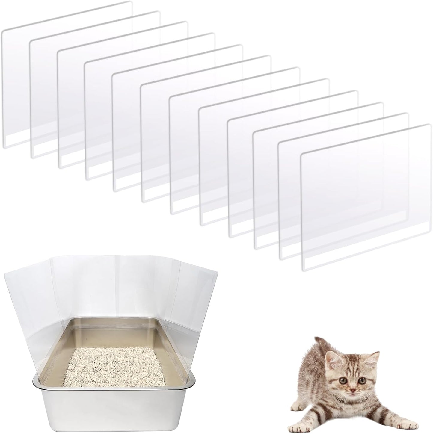 12PCS Cat Litter Box Pee Shields for Easy Clean Splash Guard
