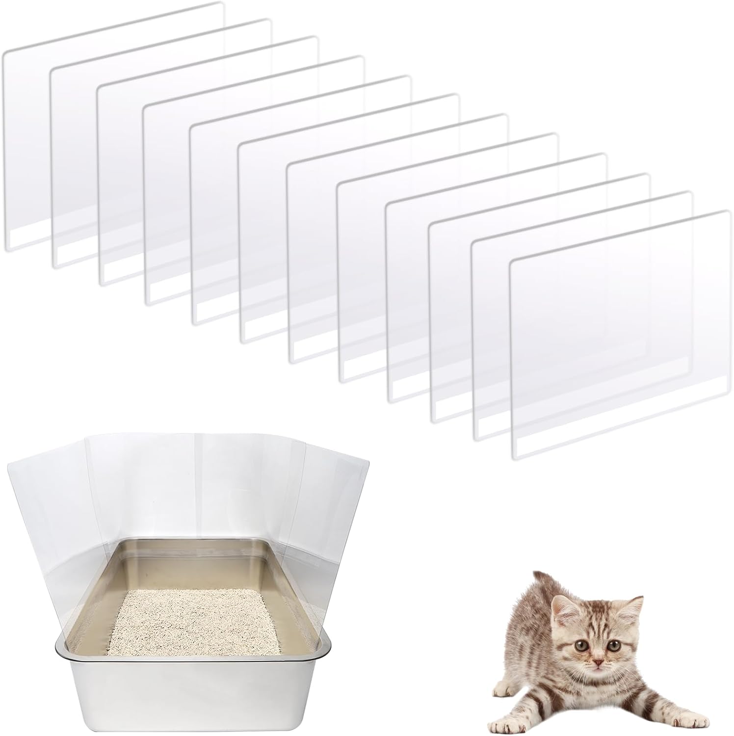 12PCS Cat Litter Box Pee Shields for Easy Clean Splash Guard