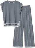 Ekouaer Womens Matching Knit Sweater Set - Soft Pullover & Wide Leg