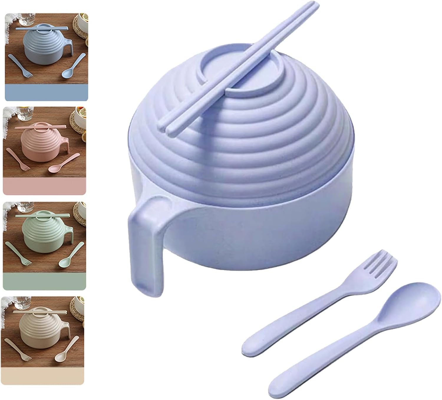 Portable Microwave Ramen Set with Utensils and Strainer