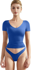 SUUKSESS Women Double Lined Fitted Basic Tee - Slim V Neck Crop