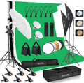 Upgraded LED Bulb Photography Lighting Kit 8.5x10ft Backdrop Support