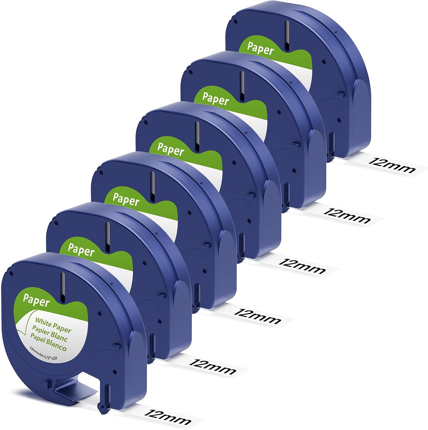 Dymo LetraTag White Tape 6-Pack - 1/2 x 13' Refills for Easy Labeling - Compatible with LetraTag 100H & 200B