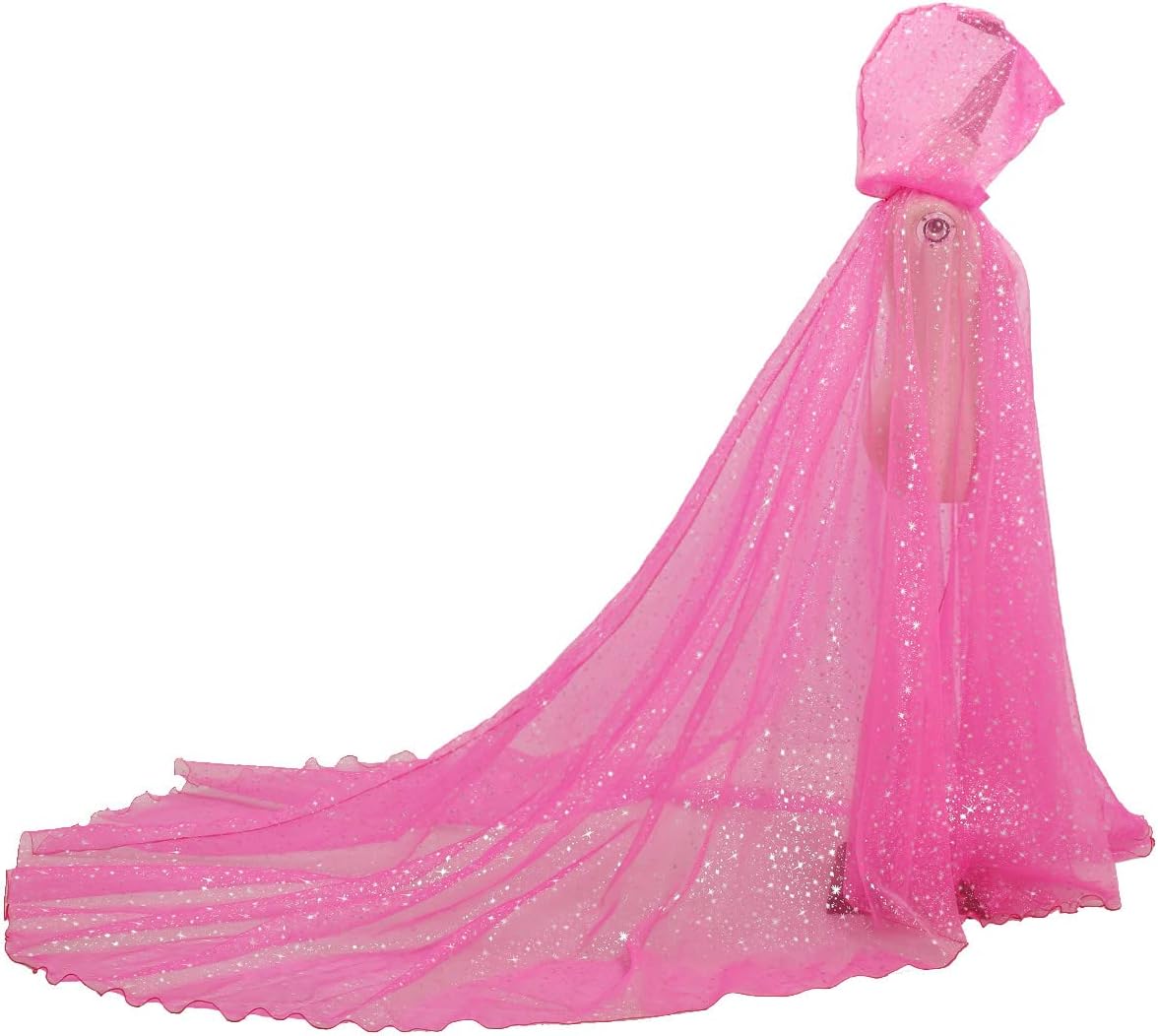 Women Wedding Tulle Cape Hooded Cloak with Long Train for Events