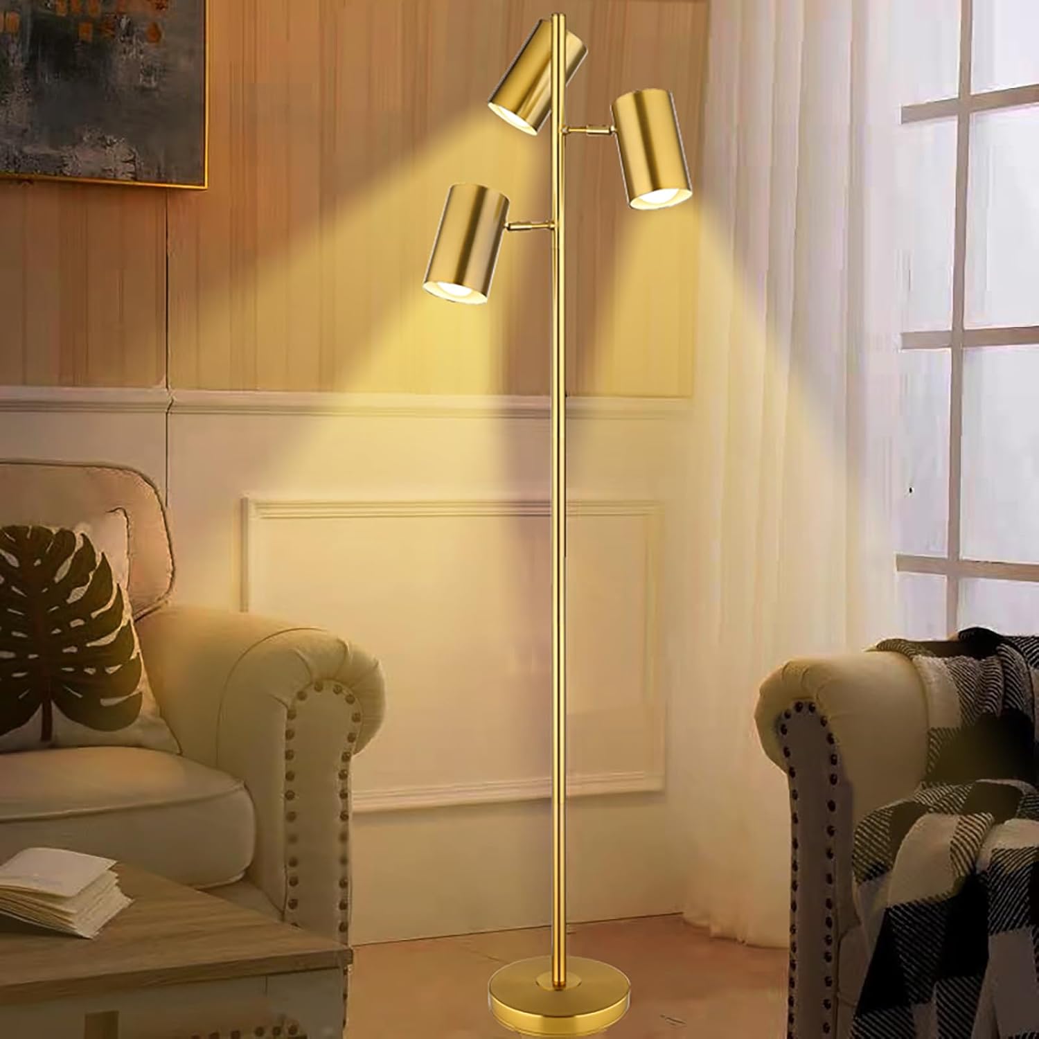 Tree Floor Lamp with 3 Adjustable Lights for Home Decor