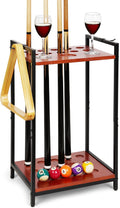 Pool Stick Holder Floor Stand - Holds 10 Cues, Balls & Cups