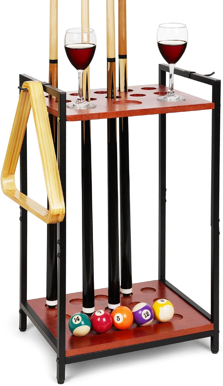Multifunctional Pool Stick Holder Floor Stand for Game Rooms