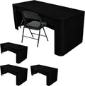 Open Back Rectangle Black Table Covers for 6 ft Table - 4 Pack