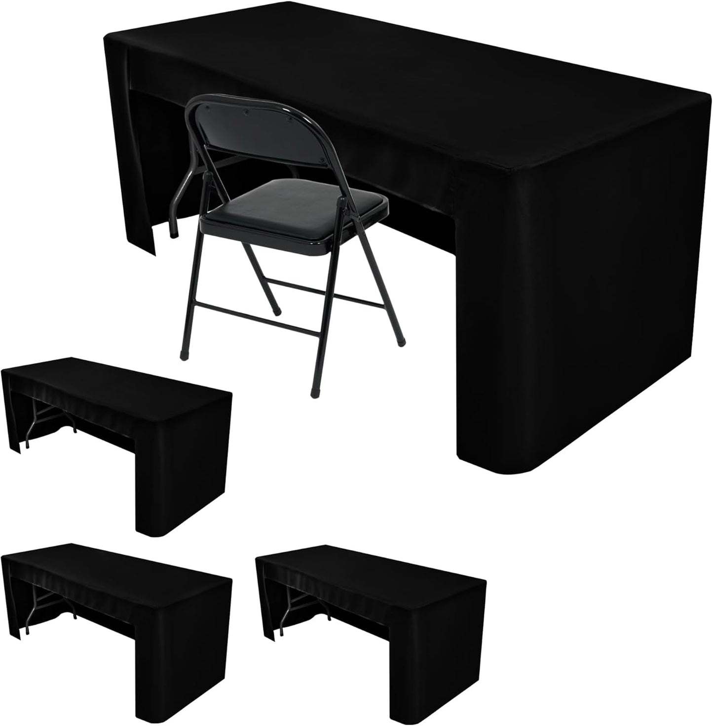 HolidayIdeas Open Back Rectangle Black Table Covers for 6ft Tables