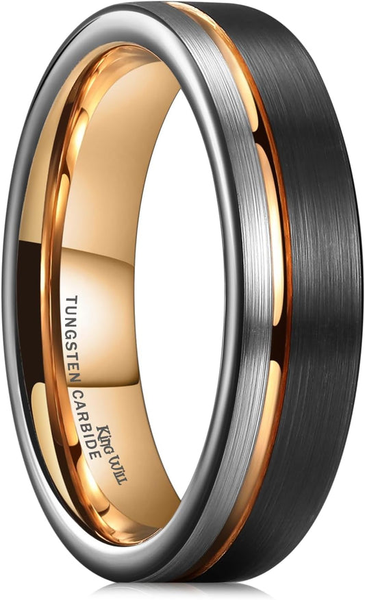 King Will Tungsten Carbide Wedding Band with Groove Design