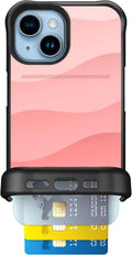 Pink Waves iPhone 15 Wallet Case with Card Holder - Slim Kickstand
