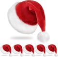 RJVW 6Pcs Santa Hats for Adults - Classic Velvet Christmas Hats