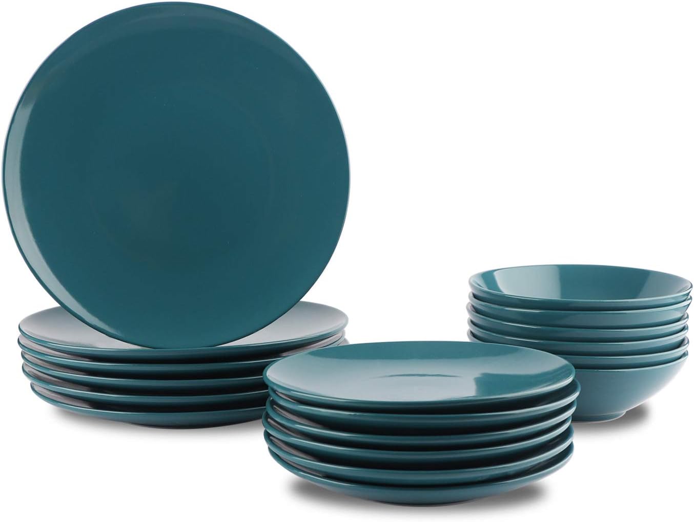 18-Piece Dinnerware Set for 6 in Deep Teal - Stylish and Durable