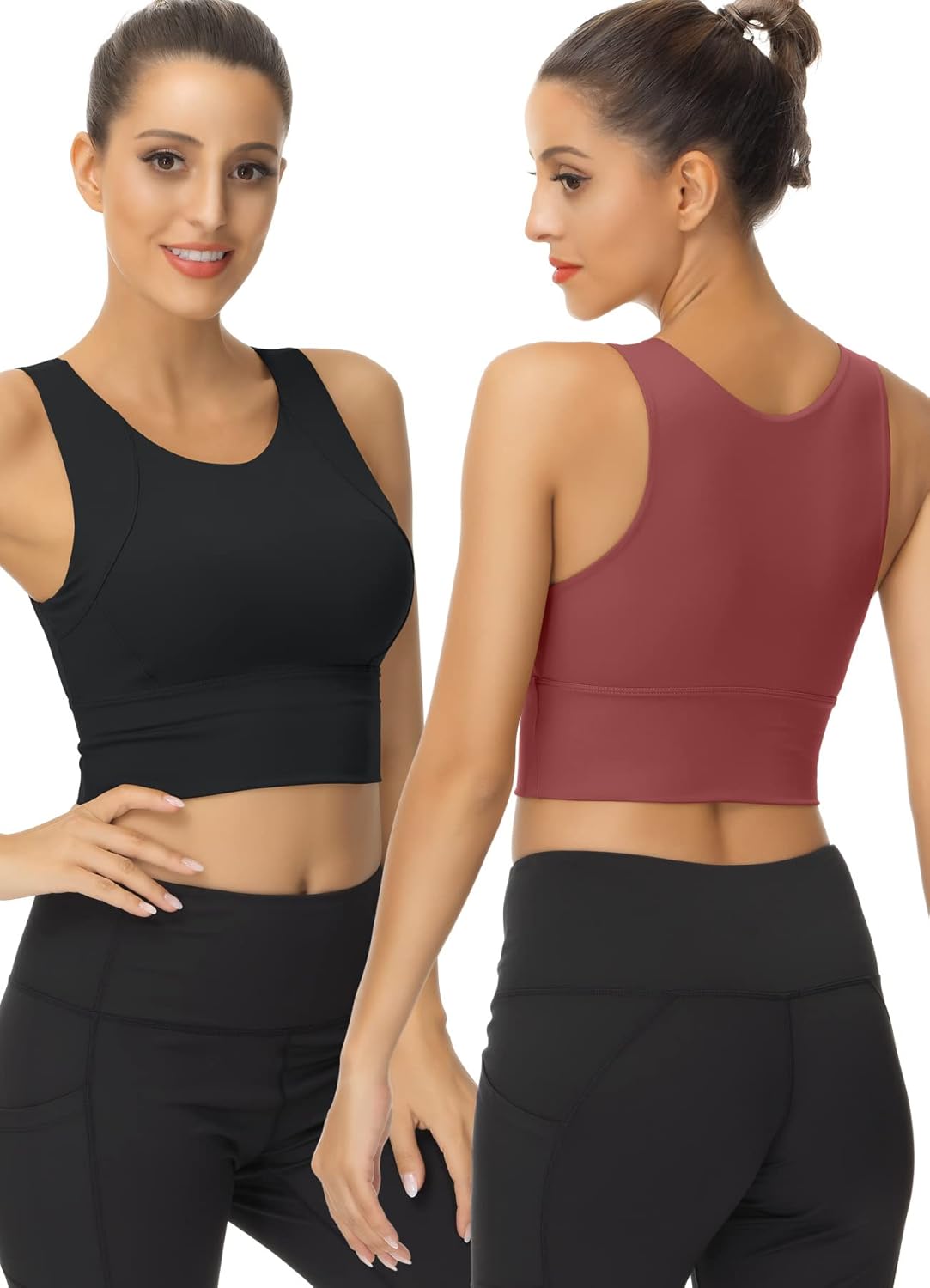 High Neck Sports Bra for Women Longline Full Coverage Comfort