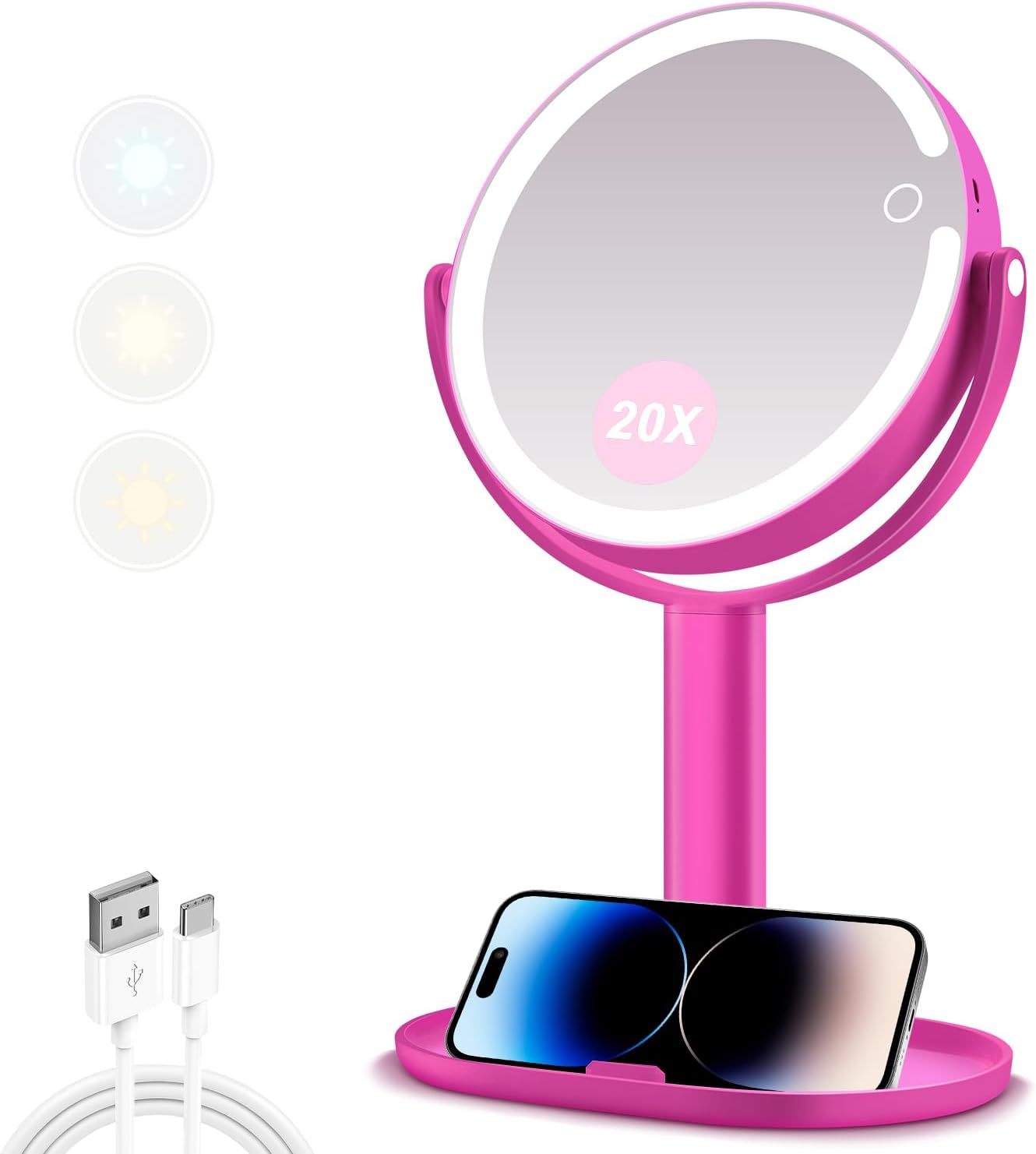 MIYADIVA Makeup Mirror with Lights and 20X Magnification Feature