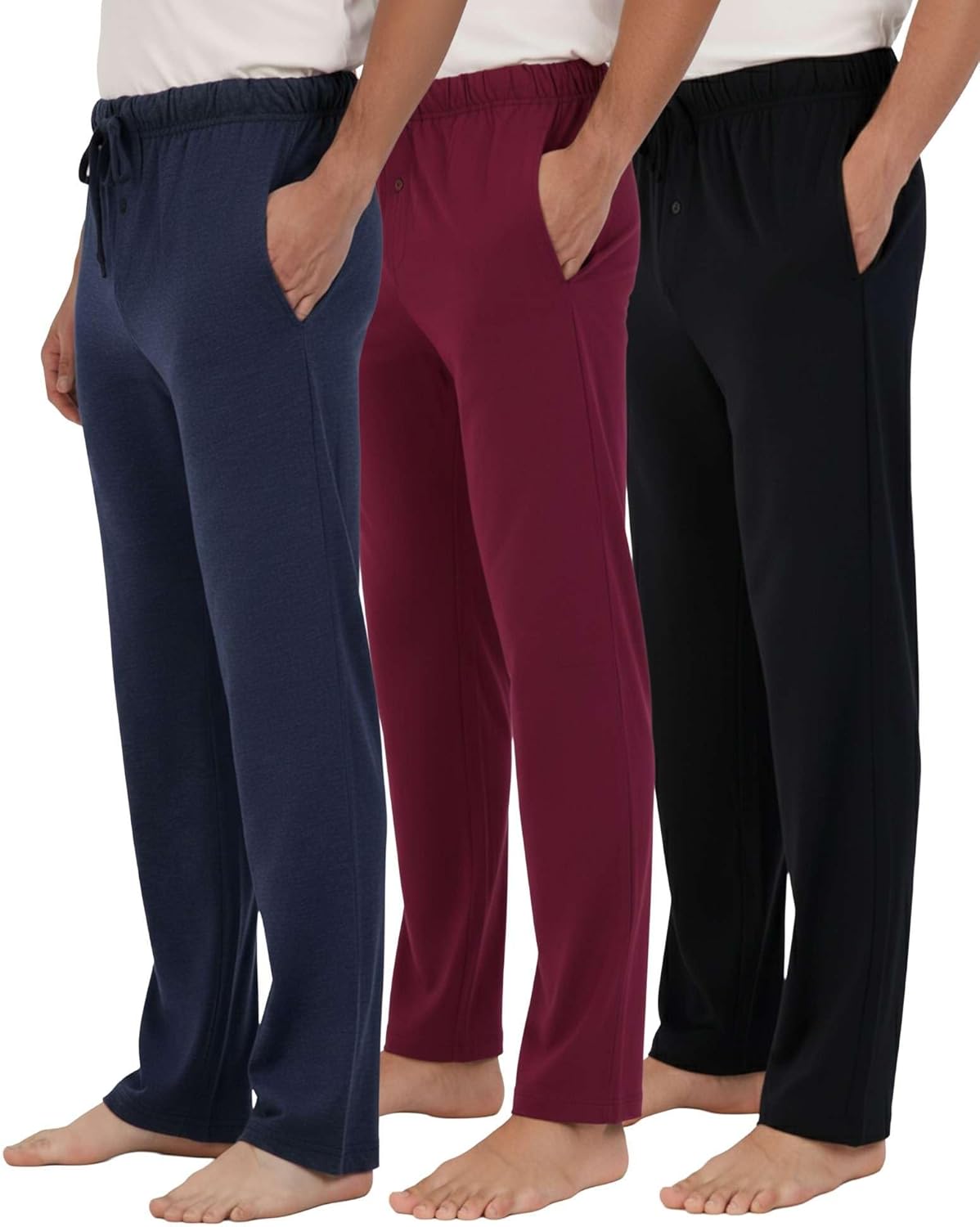 Real Essentials Men's Soft Cotton Flannel Pajama Pants 3 Pack