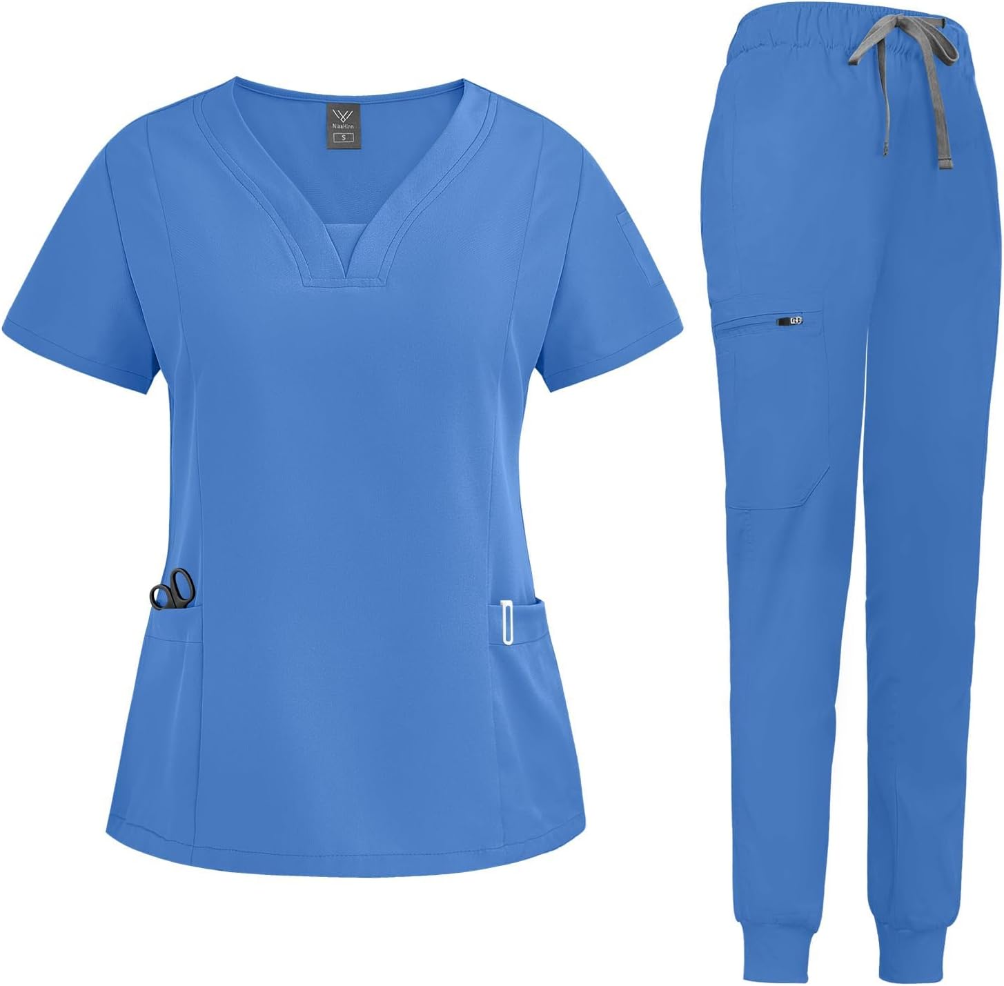 niaahinn Scrub Suit Set for Women: Stylish V-neck Design