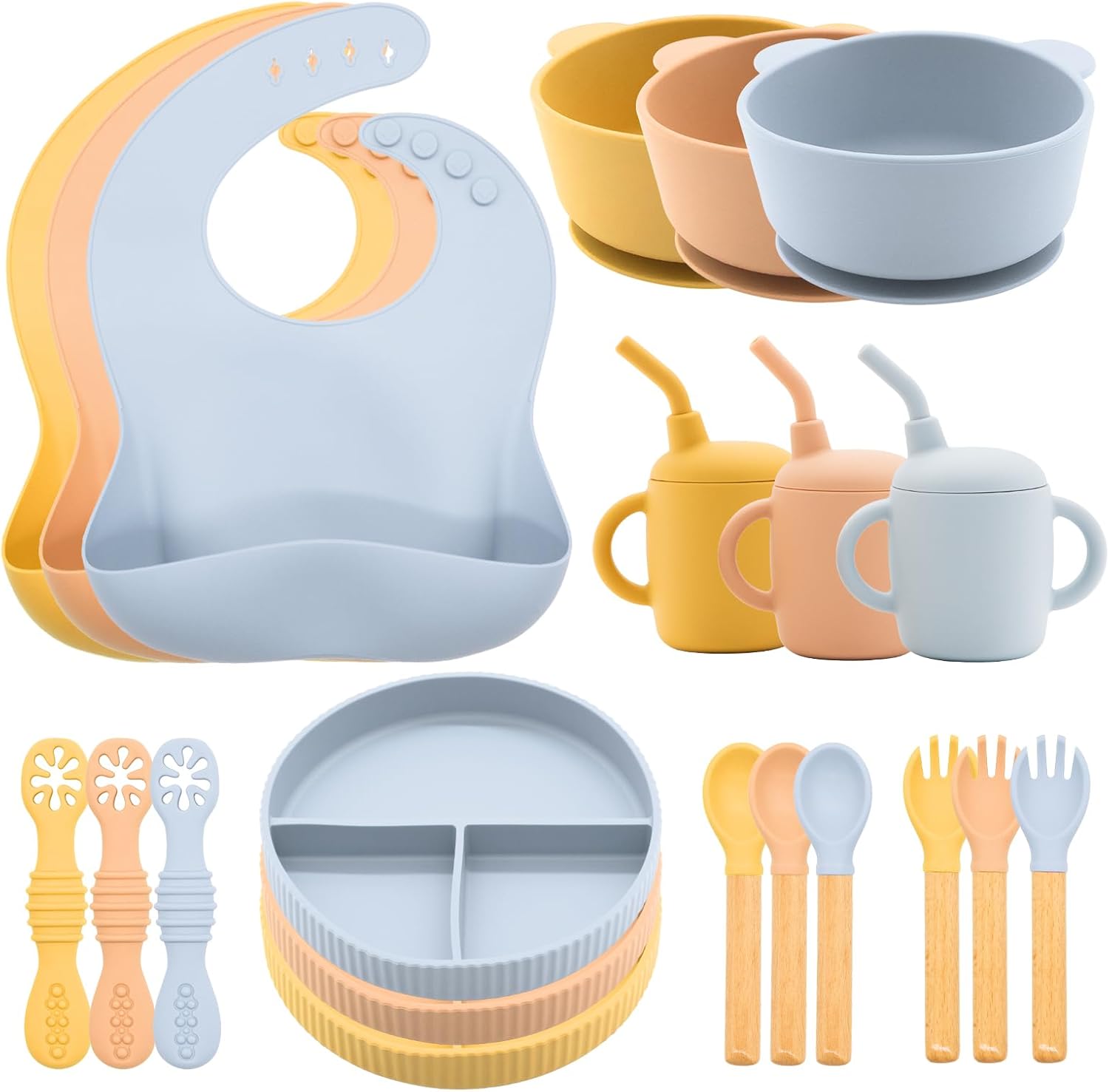 Silicone Baby Feeding Set 21 Pcs for Safe Mealtime Fun