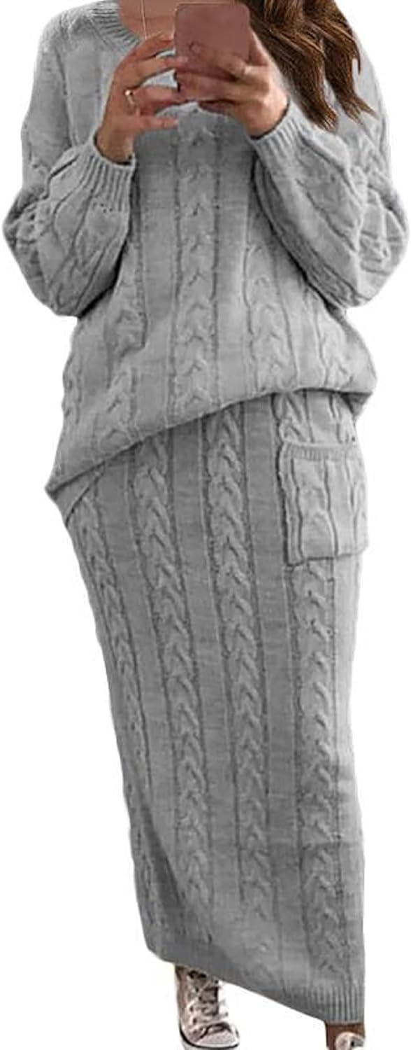 CHARTOU Women's Winter Chunky Cable Knit Long Skirt Set Review