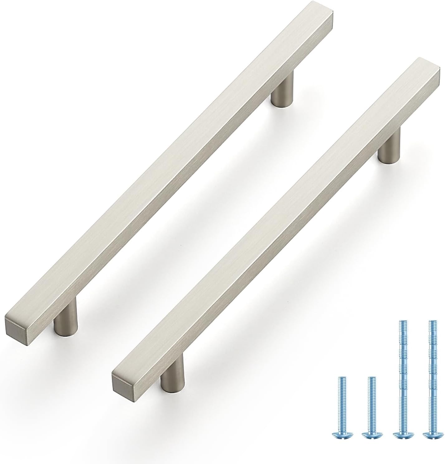 Brushed Nickel Square Cabinet Handles for Kitchen and Drawers