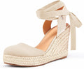 Ermonn Womens Espadrilles Wedge Sandals Platform Closed Toe Ankle out