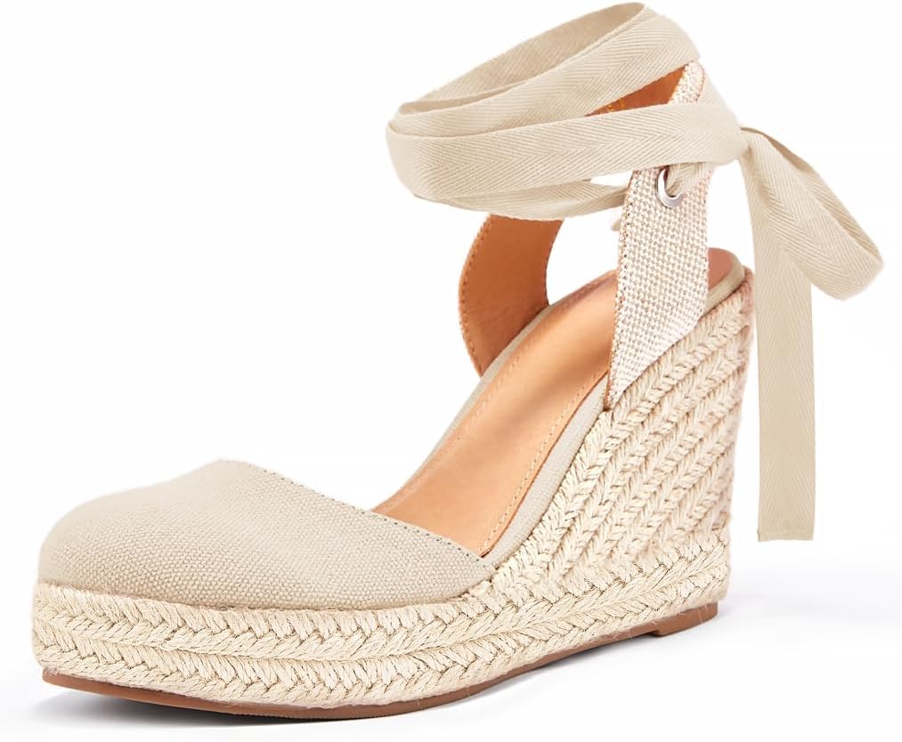 Ermonn Womens Espadrilles Wedge Sandals for Summer Style