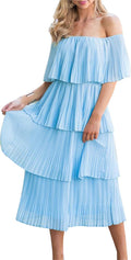 Off The Shoulder Ruffle Chiffon Maxi Dress - Flowy Summer Midi