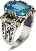 Handmade Men's Vintage 925 Sterling Silver Ring with Tourmaline