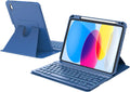 iPad 11th/10th Gen Case with Keyboard - 360 Rotatable Navy Blue