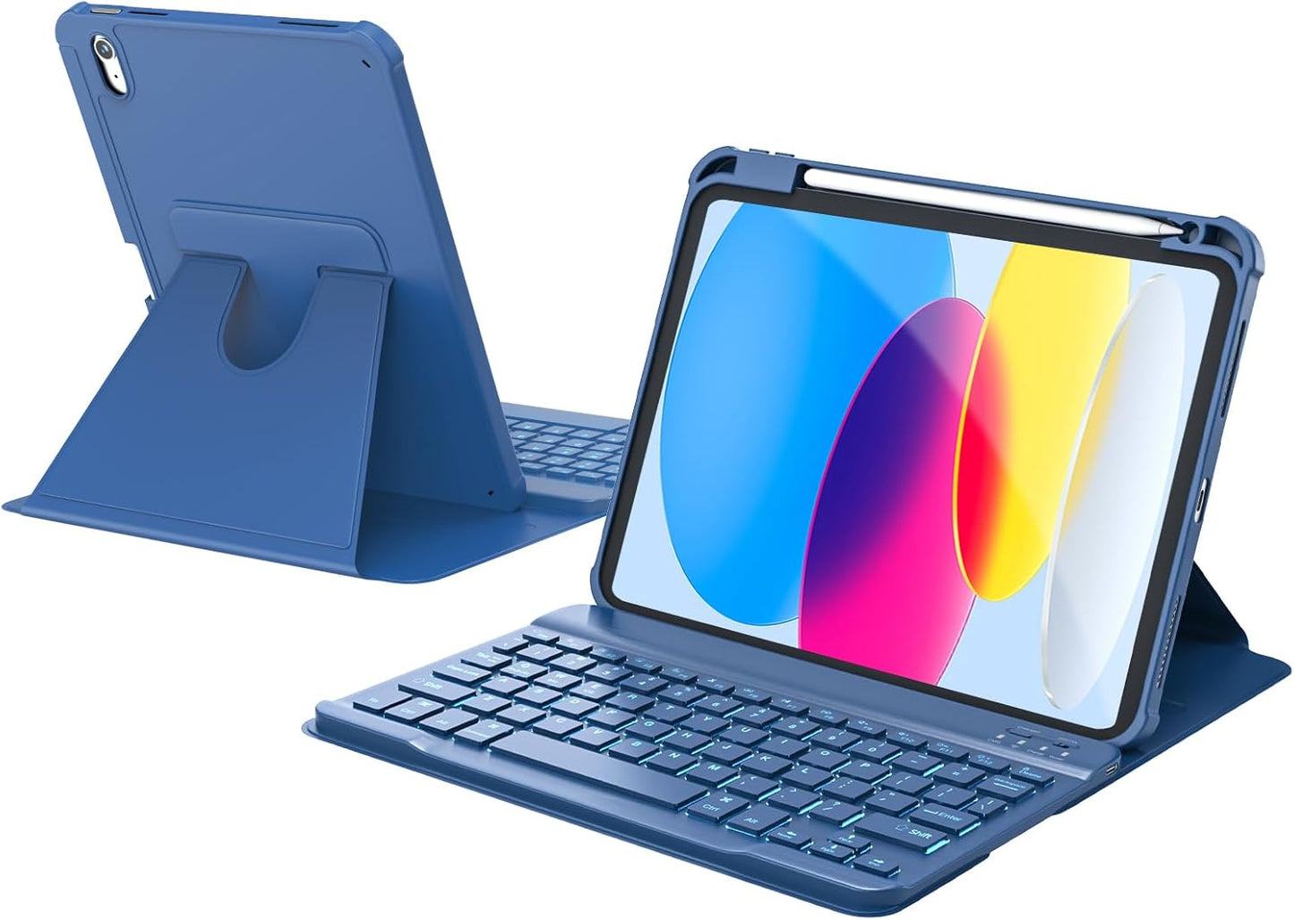 iPad 11th & 10th Gen Case with Keyboard, 360 Rotatable Design