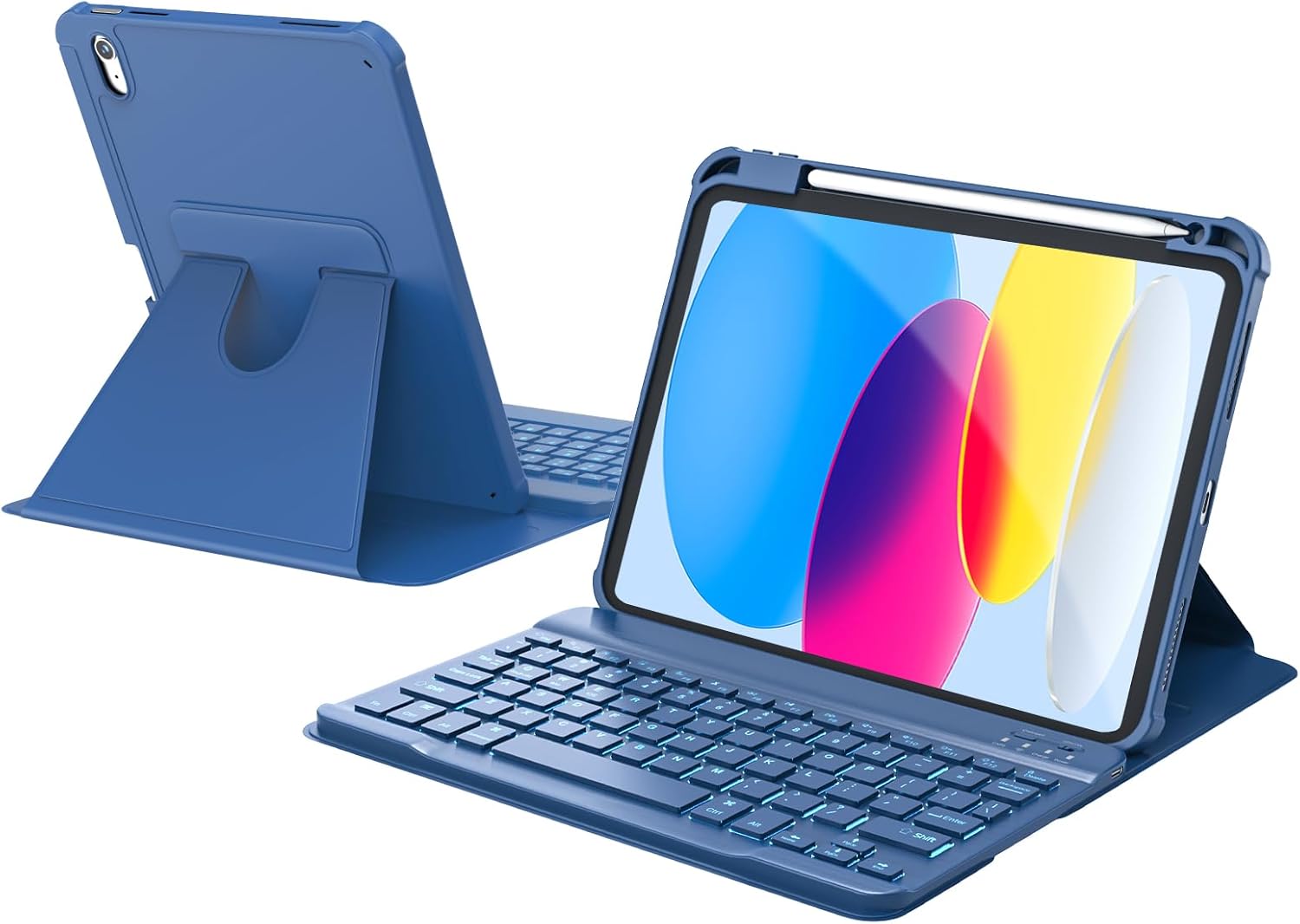 iPad 11th & 10th Gen Case with Keyboard, 360 Rotatable Design