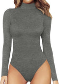 MANGOPOP Mock Turtle Neck Long Sleeve Bodysuit - Casual Everyday