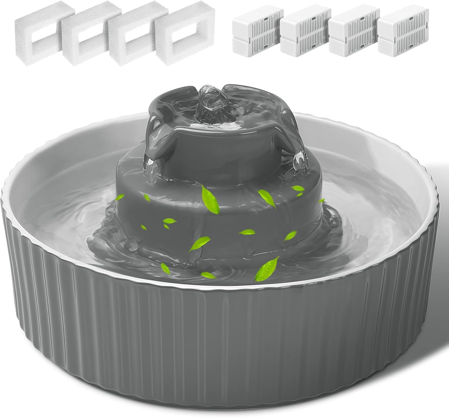Ceramic Cat Water Fountain with 2.1L Capacity for Pets