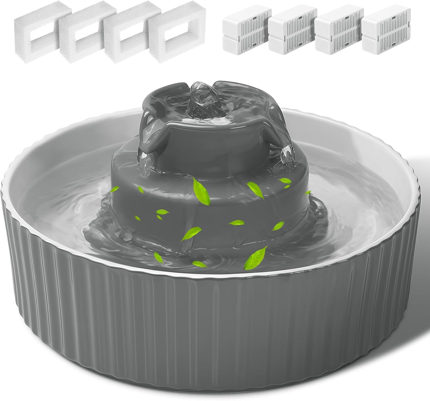 Ceramic Cat Water Fountain with 2.1L Capacity for Pets