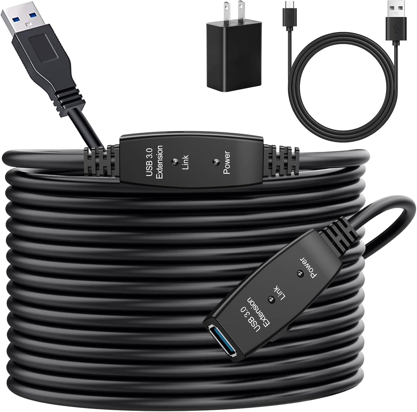 HOUHUI USB 3.0 Extension Cable 50Ft for High-Speed Data Transfer