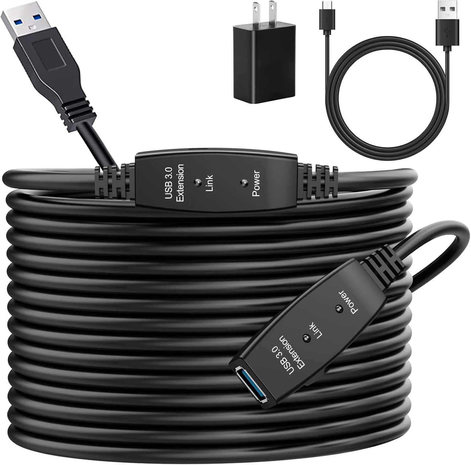 HOUHUI USB 3.0 Extension Cable 50Ft for High-Speed Data Transfer