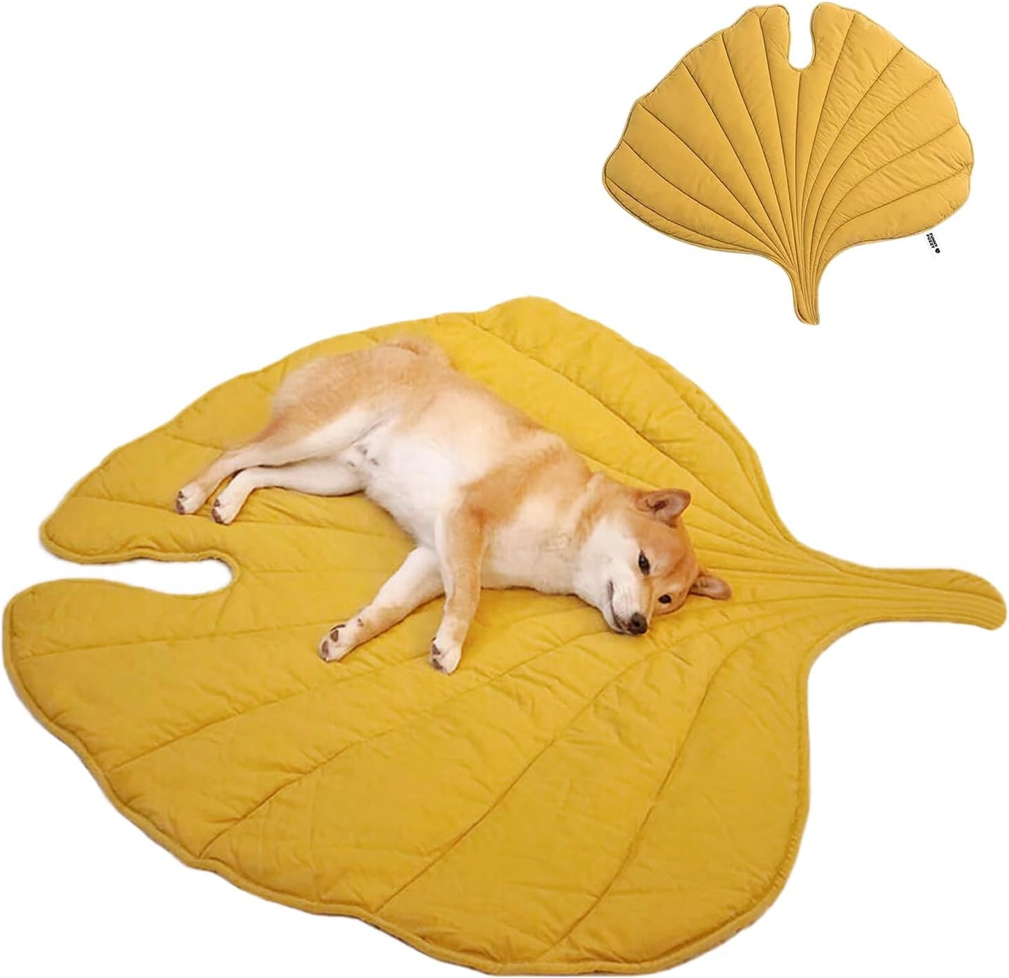 FUNNY FUZZY Dog Blanket Mat for Dogs Cats - Cozy Leaf Design
