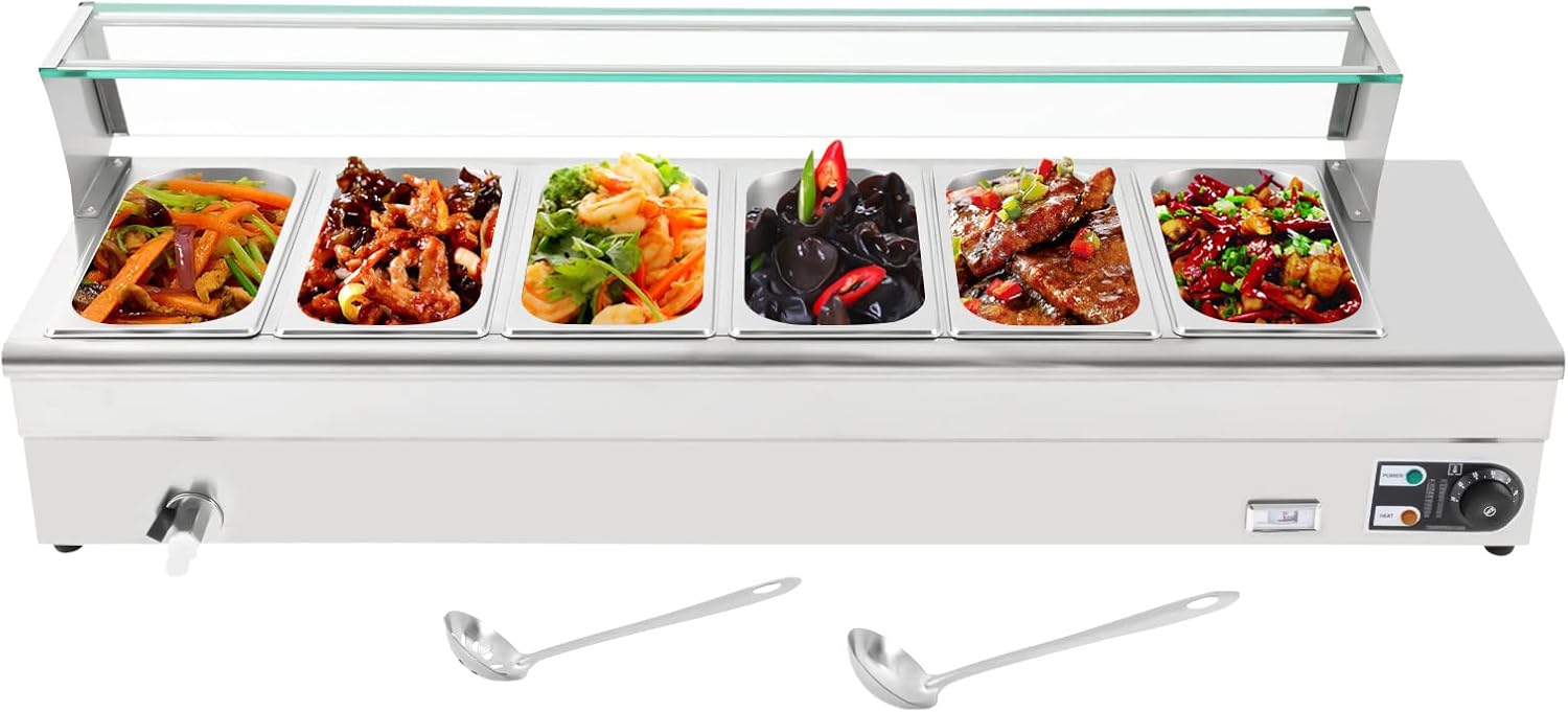 DYNAMI 110V 1200W 6 Pan Commercial Buffet Food Warmer Review
