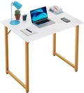 32 Inch Computer Desk - Compact White Gold Office Desk